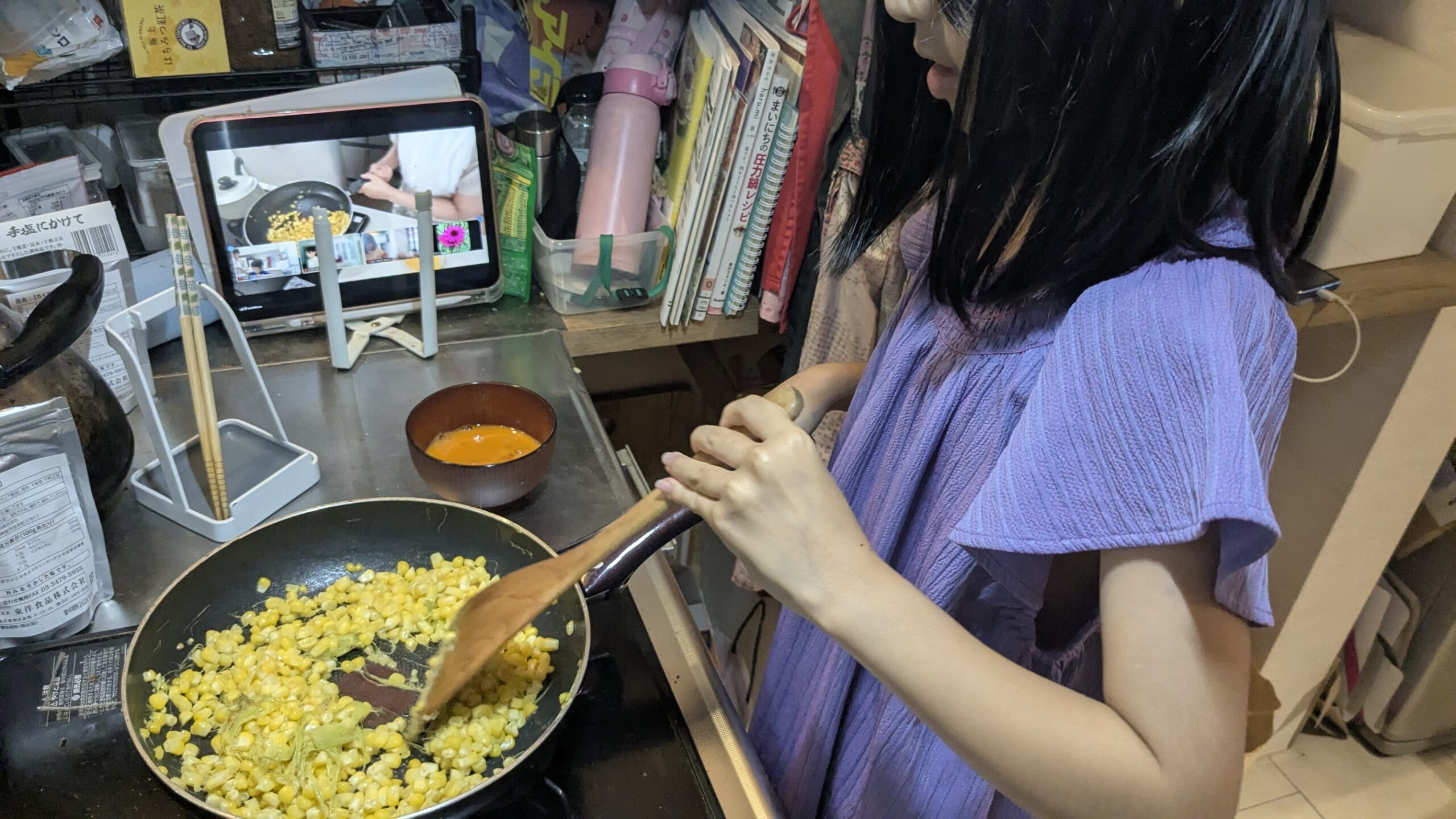 つくってみた、とうもろこしのヒゲのチャーハン