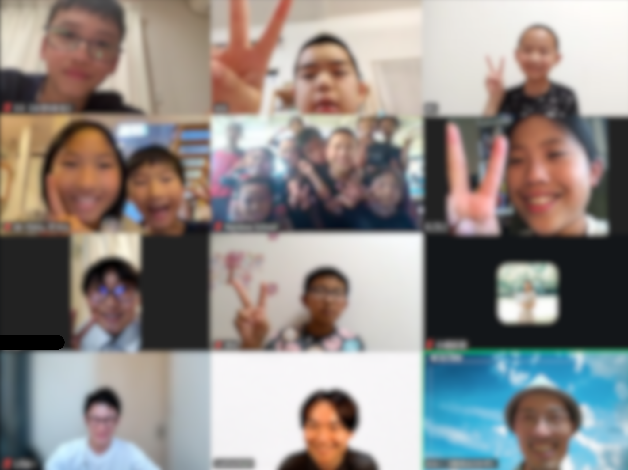 日本とタイの子どもたちのZoom集合写真